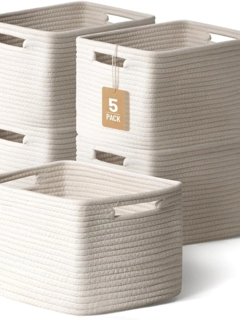 New 5 Pack Woven Storage Baskets, Decorative Storage Bins for Organizing | 13.8'